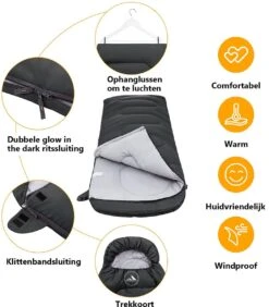HikeMeister Mummy Slaapzak 1600 Gram - Kamperen - Zwart - Ca. 220 X 80 Cm - Met Binnenzak - Comfortzone: 0-15 Graden - Draagtas -Buitenkampeer Winkel 1051x1200 3