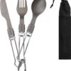 Navaris Campingbestek Van Titanium - Set Met Vork, Mes En Lepel - Inklapbaar - Bestekset Voor Onderweg - Inclusief Karabijnhaak En Bewaarzakje -Buitenkampeer Winkel 1053x1200 2