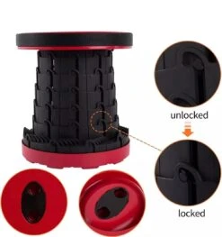 Kampeerkruk - Uitschuifbare Kruk - Rood/Zwart- Tot 120 Kg - Travel Stool - Opvouwbare Campingkruk - Inklapbaar Krukje - Telescopische Kruk - Camping - Outdoor -Buitenkampeer Winkel 1125x1200 1