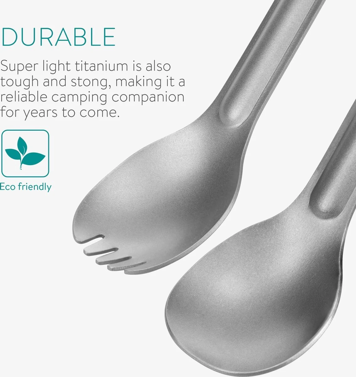 Navaris Spork En Lepel Met Extra Lange Handgreep - Campingbestek Van Titanium - Bestek Voor Onderweg - Lichtgewicht - Inclusief Bewaarzakje 5 Navaris Spork En Lepel Met Extra Lange Handgreep - Campingbestek Van Titanium - Bestek Voor Onderweg - Lichtgewicht - Inclusief Bewaarzakje - Afbeelding 3