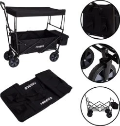 AREBOS Handwagen Vouwbare Dak Handwagen Vouwbare Trolley Uitrustingswagen Zwart -Buitenkampeer Winkel 1141x1200 4