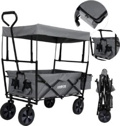 AREBOS Handwagen Vouwbare Dak Handwagen Vouwbare Trolley Uitrustingswagen Grijs -Buitenkampeer Winkel 1146x1200 3