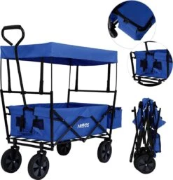 AREBOS Handwagen Vouwbare Dak Handwagen Vouwbare Trolley Uitrustingswagen Blauw -Buitenkampeer Winkel 1155x1200 3