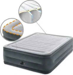 Intex Luchtbed - 2-Persoons - 152 X 203 X 33 Cm - Grijs - Met Ingebouwde Pomp, Hoeslaken Antraciet En Reparatieset -Buitenkampeer Winkel 1166x1200 2