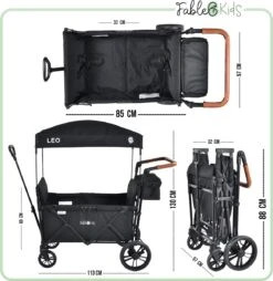 FableKids LEO X2 Lite Opvouwbare Handkar Met Dak Onyx Zwart -Buitenkampeer Winkel 1167x1200 2