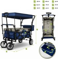 Tresko- Bolderkar, Grijs, Opvouwbaar, Met Dakje, Geschikt Tot 80 Kg - Bolderwagen - Kinderenvervoer - Bolderkarren - Tuinkar - Kinderwagen -Buitenkampeer Winkel 1176x1200 2