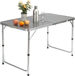 Casaria Campingtafel – Inklapbaar Verstelbaar - 120x60x70 Cm Grijs -Buitenkampeer Winkel 1185x1200 1