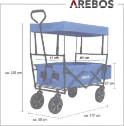 AREBOS Handwagen Vouwbare Dak Handwagen Vouwbare Trolley Uitrustingswagen Blauw -Buitenkampeer Winkel 1188x1200 11