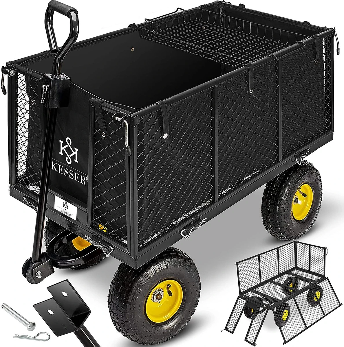 Exxen KESSER® Bolderkar, 550 Kg Belastbaar, Tuinwagen, Transportwagen, Tuinwagen, Uitneembaar Zeil, Gereedschapswagen, Handwagen, Veelzijdig Inzetbaar, Zwart 3 Exxen KESSER® Bolderkar, 550 Kg Belastbaar, Tuinwagen, Transportwagen, Tuinwagen, Uitneembaar Zeil, Gereedschapswagen, Handwagen, Veelzijdig Inzetbaar, Zwart