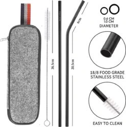 House Of Husk Reisbestek - Reis Bestekset - Chopsticks - Metalen Rietjes Met Borstel - Lepel - Vaatwasserbestendig - RVS - 7 Delig - Zwart -Buitenkampeer Winkel 1193x1200 3