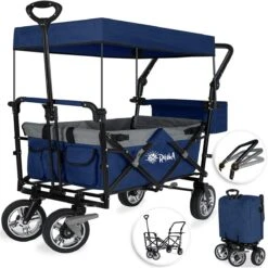 Rijoka Luxe Opvouwbare Bolderkar/Bolderwagen | Met Dakje En Draagtas | Marine Blauw -Buitenkampeer Winkel 1198x1200 9