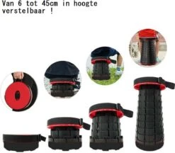 Kampeerkruk - Uitschuifbare Kruk - Rood/Zwart- Tot 120 Kg - Travel Stool - Opvouwbare Campingkruk - Inklapbaar Krukje - Telescopische Kruk - Camping - Outdoor -Buitenkampeer Winkel 1200x1051 3