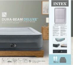 Intex Luchtbed - 2-Persoons - 152 X 203 X 33 Cm - Grijs - Met Ingebouwde Pomp, Hoeslaken Antraciet En Reparatieset -Buitenkampeer Winkel 1200x1074 1