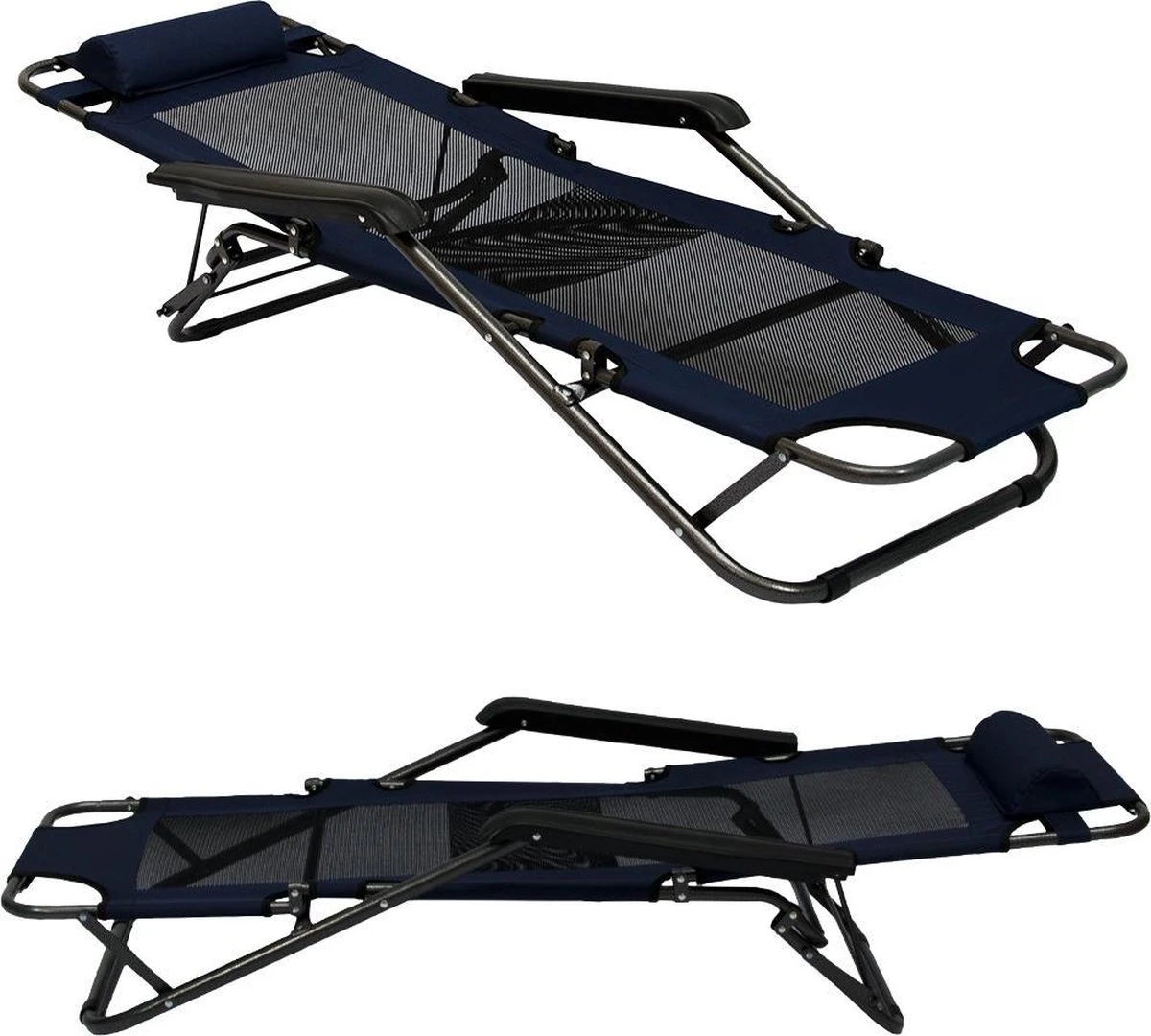 Ligstoel 155x60cm - Opvouwbaar Campingstoel Ligbed Strandstoel Tuinstoel Vouwligstoel Blauw 15 Ligstoel 155x60cm - Opvouwbaar Campingstoel Ligbed Strandstoel Tuinstoel Vouwligstoel Blauw - Afbeelding 13