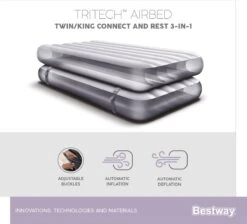 Bestway 3-in-1 Luchtbed - Connect - Zwart - 188x99cm - PVC/Polyester - Single, Double Single En Twin Opblaasbed - Tritech Materiaal - I-Beam Constructie -Buitenkampeer Winkel 1200x1090 2