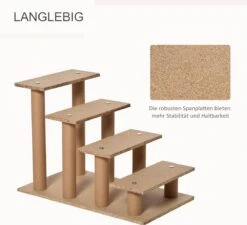 PawHut Huisdierentrap Hondentrap Met 4 Treden Kattentrap Met Afneembare Pluchen Hoes D06-091 -Buitenkampeer Winkel 1200x1094 11