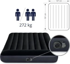Intex Luchtbed - Twijfelaar - 137 X 191 X 25 Cm - Blauw - Met Ingebouwde Pomp, Hoeslaken Antraciet En Reparatieset -Buitenkampeer Winkel 1200x1096
