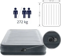 Intex Luchtbed - Twijfelaar - 137 X 191 X 33 Cm - Grijs - Met Ingebouwde Pomp, Hoeslaken Antraciet En Reparatieset 15 Intex Luchtbed - Twijfelaar - 137 X 191 X 33 Cm - Grijs - Met Ingebouwde Pomp, Hoeslaken Antraciet En Reparatieset -Buitenkampeer Winkel 1200x1100