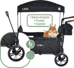 FableKids LEO X2 Lite Opvouwbare Handkar Met Dak Onyx Zwart -Buitenkampeer Winkel 1200x1100 4