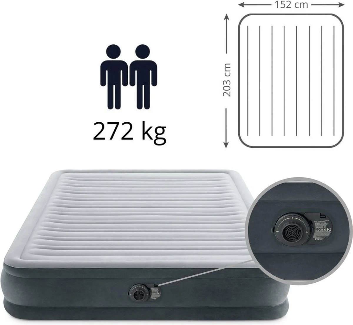 Intex Comfort-plush Full Luchtbed - 2-persoons - 203x152x33 Cm 17 Intex Comfort-plush Full Luchtbed - 2-persoons - 203x152x33 Cm - Afbeelding 15