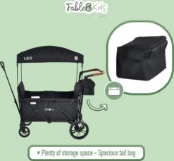 FableKids LEO X2 Lite Opvouwbare Handkar Met Dak Onyx Zwart -Buitenkampeer Winkel 1200x1109 1