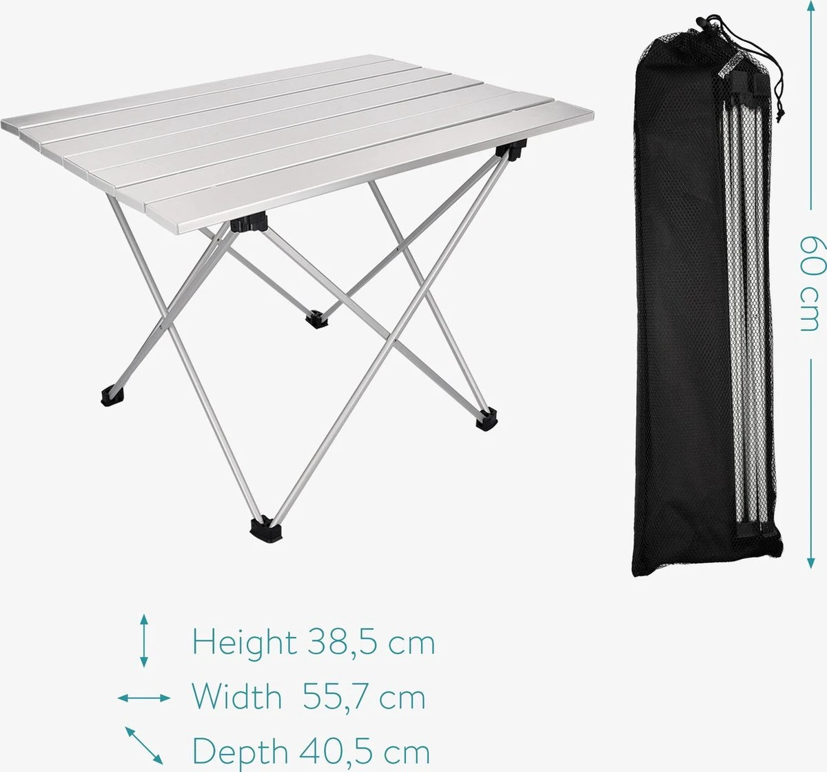 Navaris Campingtafel - Inklapbaar Campingtafeltje Van Aluminium - Opvouwbare Tafel Inclusief Draagtas - Picknicktafel - Zilver 8 Navaris Campingtafel - Inklapbaar Campingtafeltje Van Aluminium - Opvouwbare Tafel Inclusief Draagtas - Picknicktafel - Zilver - Afbeelding 6