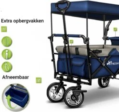 Tresko- Bolderkar, Grijs, Opvouwbaar, Met Dakje, Geschikt Tot 80 Kg - Bolderwagen - Kinderenvervoer - Bolderkarren - Tuinkar - Kinderwagen -Buitenkampeer Winkel 1200x1124 2