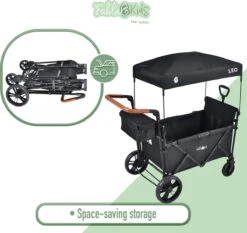 FableKids LEO X2 Lite Opvouwbare Handkar Met Dak Onyx Zwart -Buitenkampeer Winkel 1200x1131 4