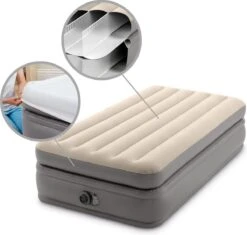 Intex Prime Comfort - Luchtbed - 1-Persoons - 99x191x51 Cm (BxLxH) - Grijs - Met Ingebouwde Motorpomp -Buitenkampeer Winkel 1200x1144 1