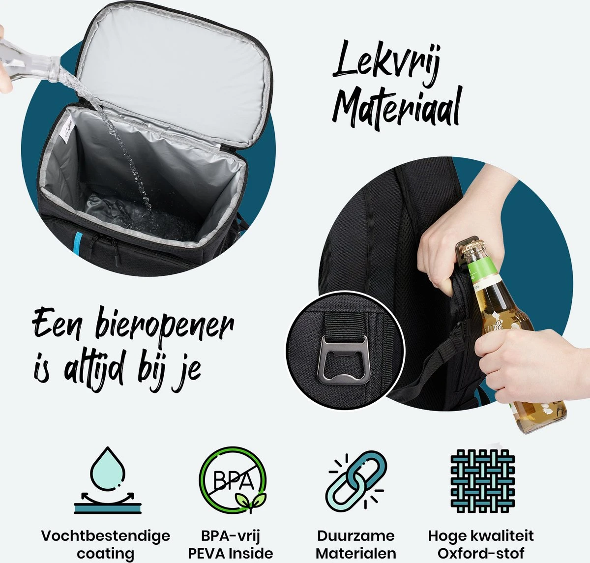 Sunflake Koelrugzak Groot - Lunchtas - Koeltas Backpack Voor Dames & Heren - Zwart 6 Sunflake Koelrugzak Groot - Lunchtas - Koeltas Backpack Voor Dames & Heren - Zwart - Afbeelding 4