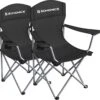 MIRA Home - Campingstoel Set Van 2 Inklapbaar - Klapstoel Met Robuust Frame - Met Flessenhouder - 76 X 51.5 X 95.5 Cm - Zwart