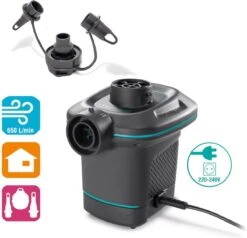 Intex Luchtbedset Intex Luchtbed - 1-Persoons - 76 X 191 X 25 Cm - Blauw + Intex Elektrische Pomp - 650 Liter/min + Hoeslaken Wit + Reparatieset -Buitenkampeer Winkel 1200x1155 1