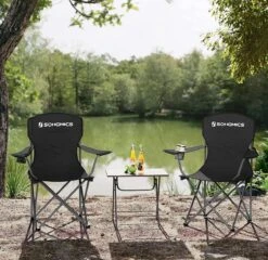 MIRA Home - Campingstoel Set Van 2 Inklapbaar - Klapstoel Met Robuust Frame - Met Flessenhouder - 76 X 51.5 X 95.5 Cm - Zwart -Buitenkampeer Winkel 1200x1166 2