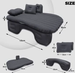 Flightmode - Opblaasbaar Matras Voor Auto, Opblaasbaar Bed, Autostoel, Comfortabel, Met Elektrische Luchtpomp En 3 Adapters, 2 Kussens En Transporttas, Voor Camping, Reizen, Strand -Buitenkampeer Winkel 1200x1166 6