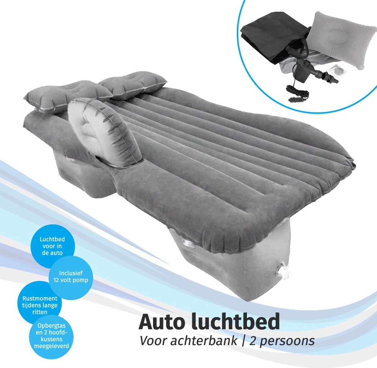 Auto Luchtbed Voor Achterbank - Met 12v Elektrische Pomp 4 Auto Luchtbed Voor Achterbank - Met 12v Elektrische Pomp - Afbeelding 2