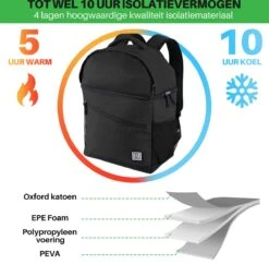 Brisby 4 Laags Geïsoleerde Koeltas Rugzak - 25 Liter - Met Handige Vakken Voor Bestek En Essentials - Waterafstotend Materiaal - Zwart -Buitenkampeer Winkel 1200x1178 1