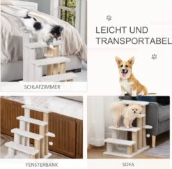 PawHut Huisdierentrap Met Krabpaal Bal 4 Treden Kattentrap Dierentrap Pluche Jute D06-093 -Buitenkampeer Winkel 1200x1178 16