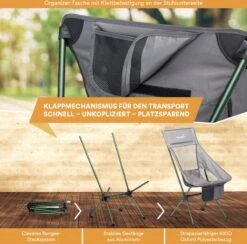 Skandika Campingstoel Compact SET – Campingstoelen – Campingstoel Tot 150 Kg Belastbaar - Kampeerstoel, Visstoel, Kleine Pakmaat, Opvouwbaar, Stabiel, Licht, Comfortabel Gepolsterd – Draagtas Meegeleverd – Vouwstoel – Kampeermeubelen – Grijs -Buitenkampeer Winkel 1200x1184 1