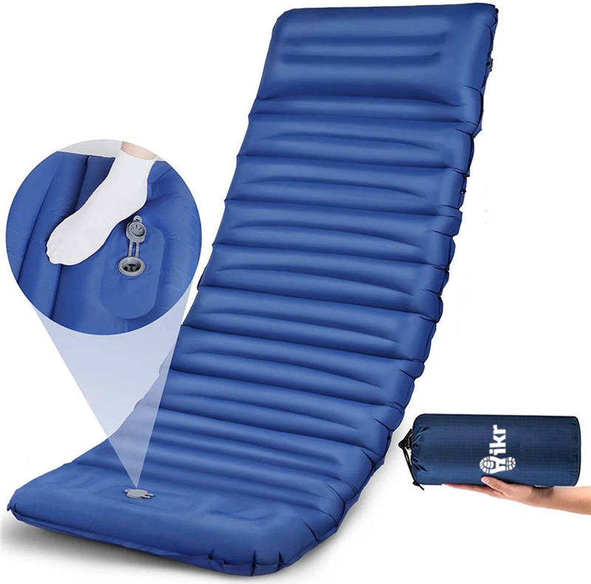Hikr® Slaapmat 10cm+ Dikte - Comfortabel Luchtmatras - Zelfopblazend Met De Voet - TPU+40D Nylon - Slaapmatje Eenpersoons En Uit Te Breiden Tot Tweepersoons - Slaapmat Met Ingebouwde Pomp 3 Hikr® Slaapmat 10cm+ Dikte - Comfortabel Luchtmatras - Zelfopblazend Met De Voet - TPU+40D Nylon - Slaapmatje Eenpersoons En Uit Te Breiden Tot Tweepersoons - Slaapmat Met Ingebouwde Pomp