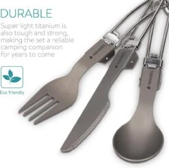 Navaris Campingbestek Van Titanium - Set Met Vork, Mes En Lepel - Inklapbaar - Bestekset Voor Onderweg - Inclusief Karabijnhaak En Bewaarzakje -Buitenkampeer Winkel 1200x1195 6