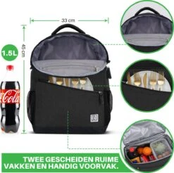 Brisby 4 Laags Geïsoleerde Koeltas Rugzak - 25 Liter - Met Handige Vakken Voor Bestek En Essentials - Waterafstotend Materiaal - Zwart -Buitenkampeer Winkel 1200x1196 2