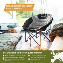Skandika Moonchair Sirkka – Campingstoelen – Klapstoel – Vouwstoel – Kampeerstoel - Grote, Comfortabele, Campingstoel Opvouwbaar, Gepolsterd, Koelvak, Drinkhouder, Draaggreep En Draagtas, Antislipvoetjes - Max. 150 Kg – Zwart/grijs -Buitenkampeer Winkel 1200x1200 10