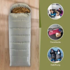 Skandika Dundee Flannel-R Slaapzak – Slaapzakken – Slaapzakken Volwassen - Maat M – Unisex - Katoen, Luxe Kwaliteit, Dubbele Slaapzak, 3 Seizoenen, Tot -20°C - 220 X 80 Cm - Outdoor Kampeerslaapzak – Ritssluiting Rechts - Grijs/geel -Buitenkampeer Winkel 1200x1200 1018