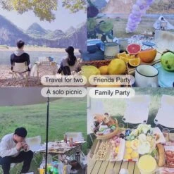 Buxibo - Lichtgewicht Vouwbare Campingtafel - Inklapbaar - Vis/Tuin/Picknick Tafel - Kamperen - Met Opberghoes - Aluminium - Grijs -Buitenkampeer Winkel 1200x1200 106