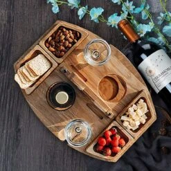 Merkloos Houten Outdoor Wijntafel Draagbare Houten Picknicktafel Mini Campingtafels Met Wijnglas Houder Voor Tuin Outdoor Camping Picknick Strand - Plataan Hout - Wijn -Buitenkampeer Winkel 1200x1200 110