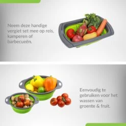 Buxibo - 3-Delige Keuken Vergiet Set Inklapbaar Groen/Grijs -Buitenkampeer Winkel 1200x1200 1107