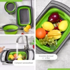 Buxibo - 3-Delige Keuken Vergiet Set Inklapbaar Groen/Grijs -Buitenkampeer Winkel 1200x1200 1108