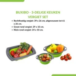 Buxibo - 3-Delige Keuken Vergiet Set Inklapbaar Groen/Grijs -Buitenkampeer Winkel 1200x1200 1109