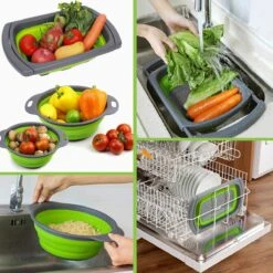 Buxibo - 3-Delige Keuken Vergiet Set Inklapbaar Groen/Grijs -Buitenkampeer Winkel 1200x1200 1114