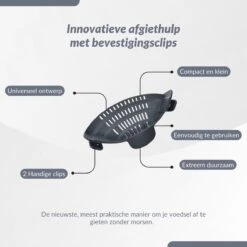 SensaHome- Siliconen Vergiet - Keuken Afgietdeksel - Afgiethulp - Siliconen - BPA Vrij - Grijs -Buitenkampeer Winkel 1200x1200 1160